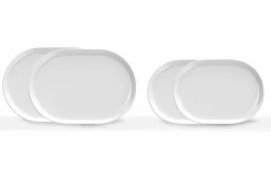 Piatti da Servizio Bianchi Ovali Design Moderno in Porcellana 4 Pezzi - Artico