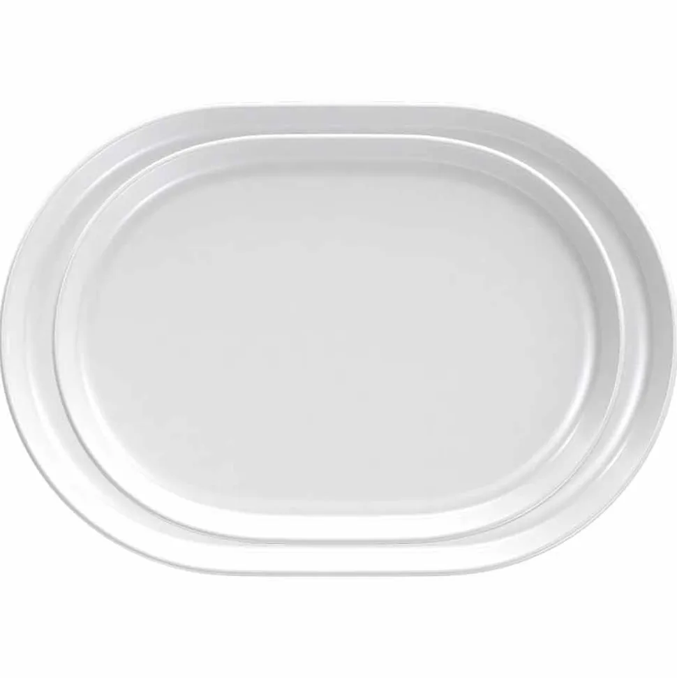 Piatti da Servizio Bianchi Ovali Design Moderno in Porcellana 4 Pezzi - Artico