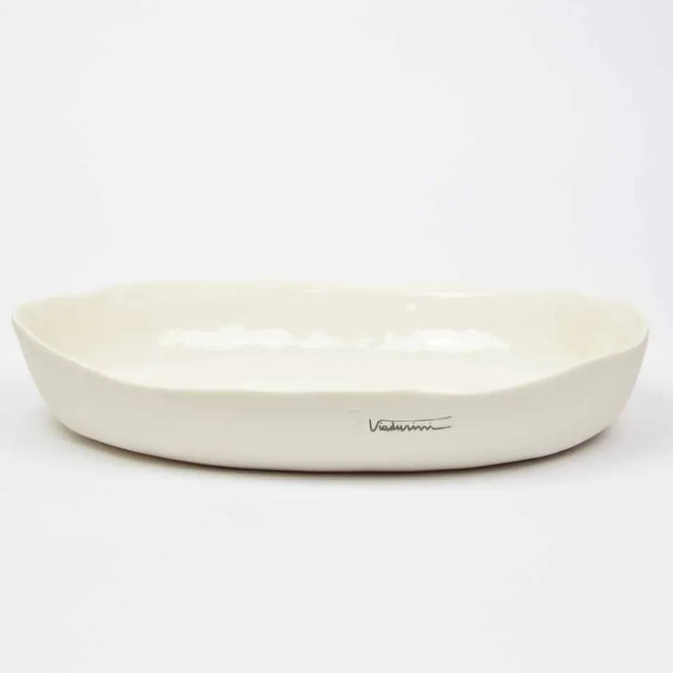 Piatto da Portata Ovale in Porcellana Bianca Design di Lusso - Arcimaesta