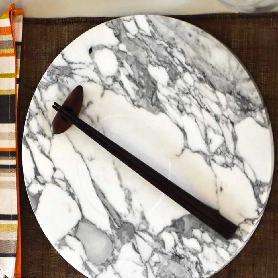 Piatto da Portata Rotondo in Marmo Bianco di Carrara Made in Italy - Kamil