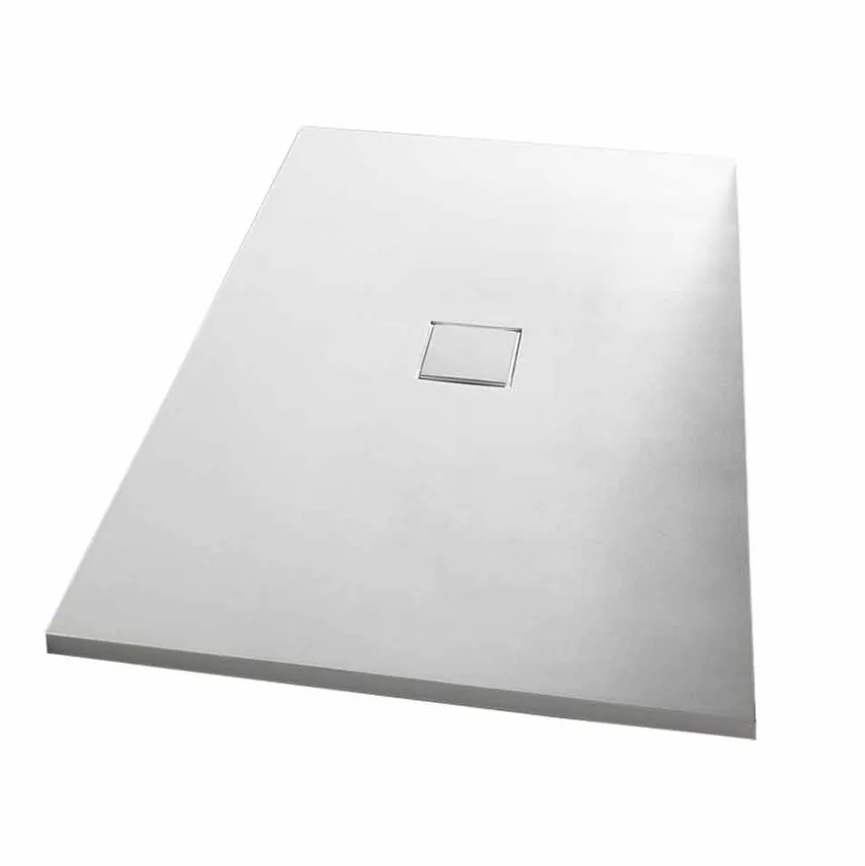 Piatto Doccia Effetto Velluto Bianco in Resina Rettangolare 140x80 cm - Estimo