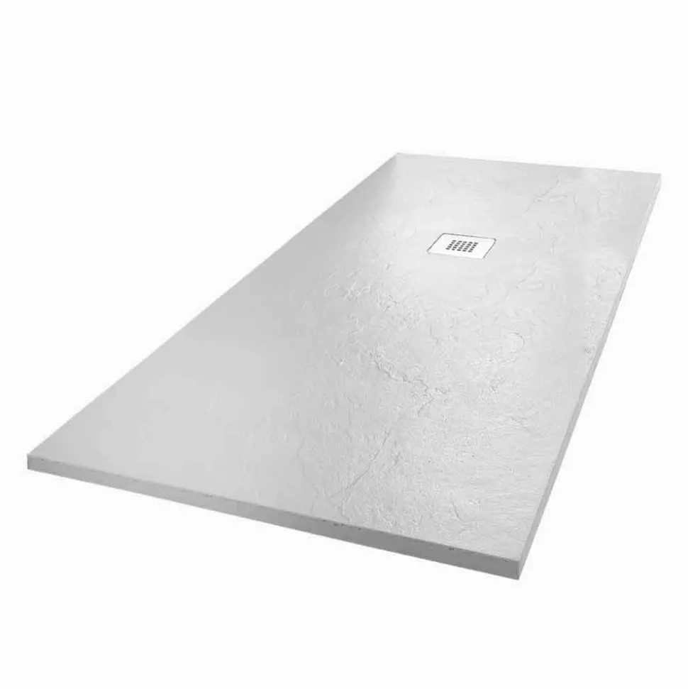 Piatto Doccia in Resina Bianca Effetto Ardesia 170x70 Design Moderno - Sommo