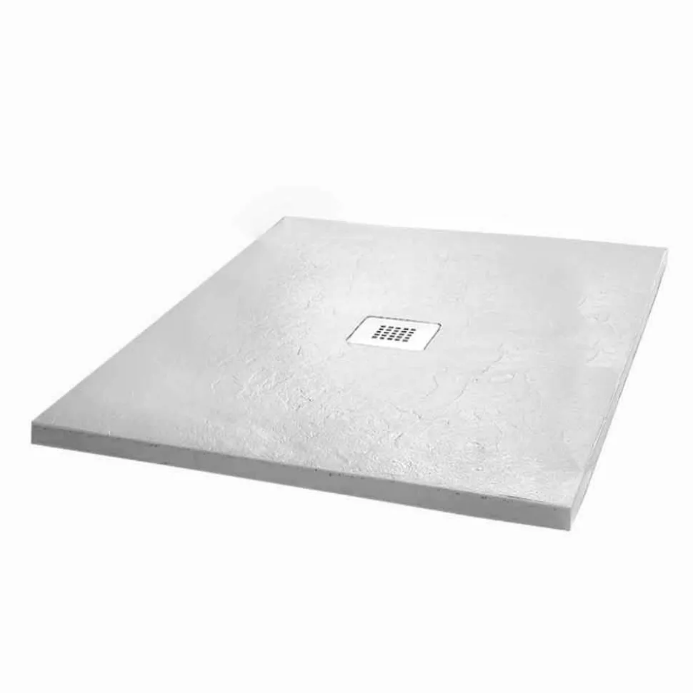 Piatto Doccia Moderno Quadrato 90x90 in Resina Bianca Effetto Ardesia - Sommo