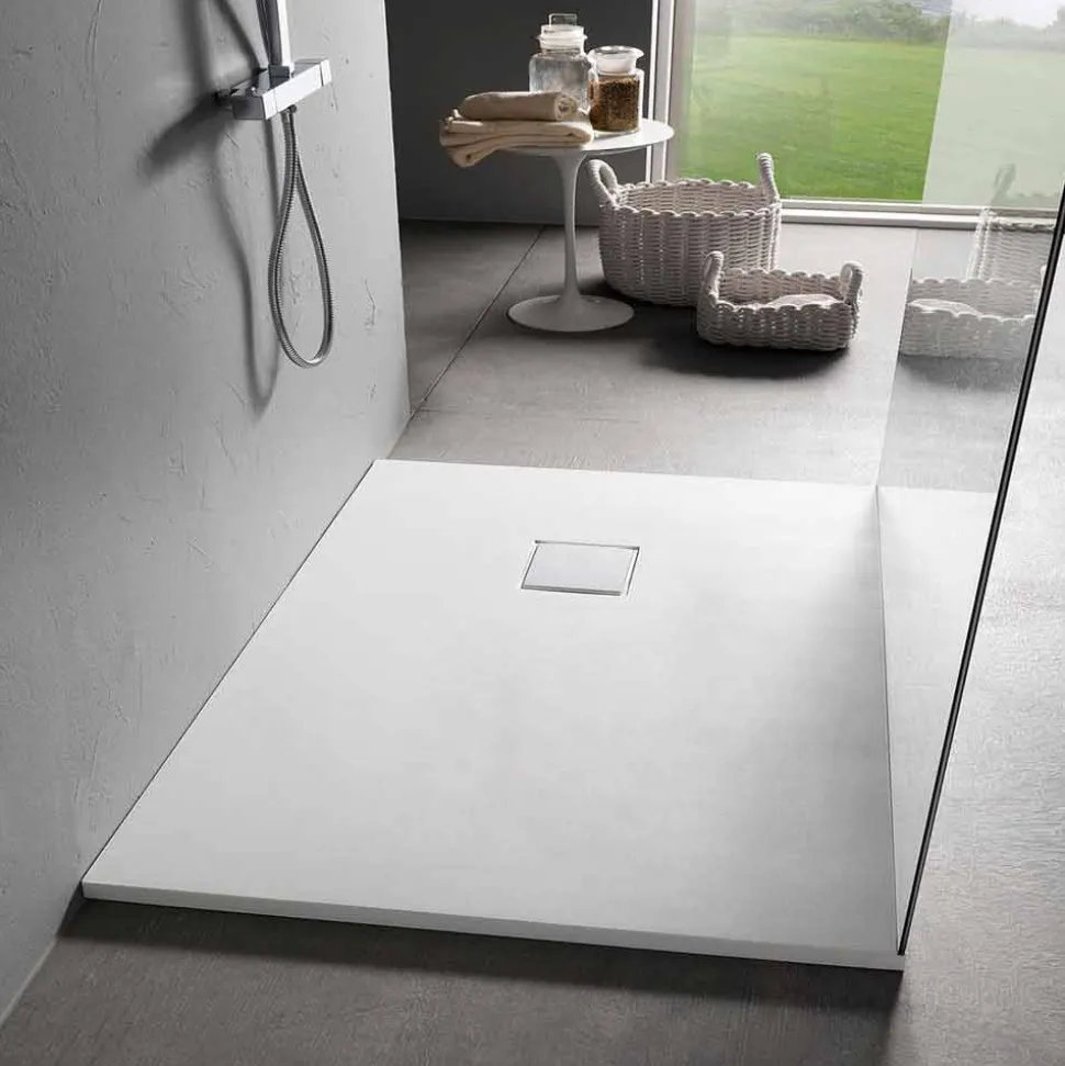 Piatto Doccia Moderno Rettangolare 100x80 cm in Resina Effetto Velluto - Estimo