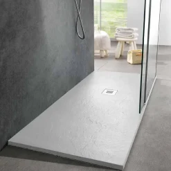 Piatto Doccia Moderno 170x80 Finitura Effetto Ardesia in Resina Bianca - Sommo