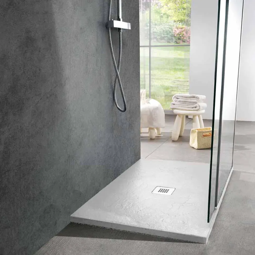 Piatto Doccia Rettangolare 100x80 in Resina Bianca Effetto Ardesia - Sommo