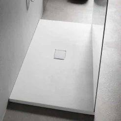 Piatto Doccia 160x80 cm in Resina Bianca con Piletta e Copripiletta - Estimo