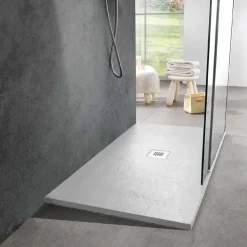 Piatto Doccia 120x70 in Resina Effetto Ardesia con Griglia in Acciaio - Sommo