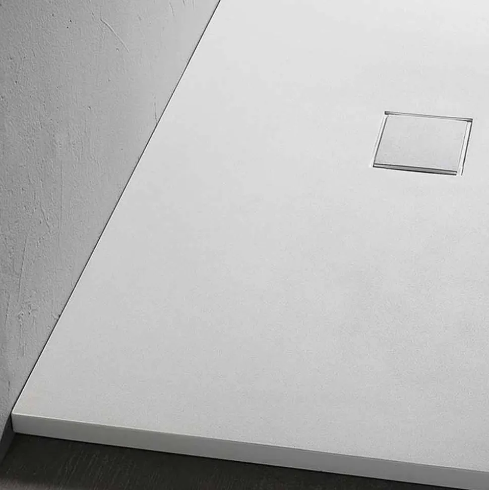 Piatto Doccia 140x70 Moderno in Finitura Effetto Velluto Bianco - Estimo