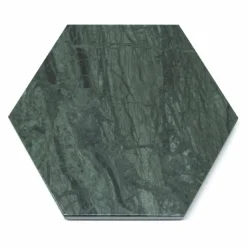Piatto Esagonale da Portata in Marmo Nero o Verde con Sughero 2 Pezzi - Ludivine