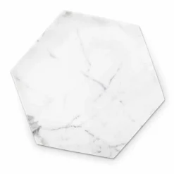 Piatto Esagonale di Design in Marmo Bianco di Carrara Made in Italy - Sintia