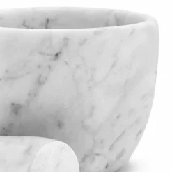 Piccolo Mortaio con Pestello in Marmo Bianco di Carrara Made in Italy - Mirel