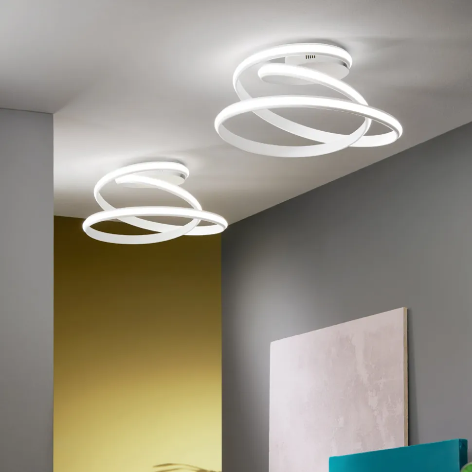 Plafoniera a LED in Metallo Verniciato Bianco Design Moderno - Rivolta