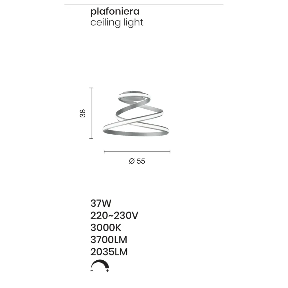 Plafoniera a LED in Metallo Verniciato Bianco Design Moderno - Rivolta