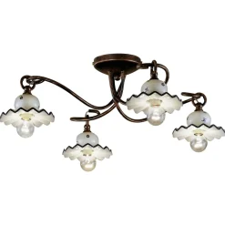Plafoniera a 3 o 4 Luci in Ceramica Artigianale Decorata a Mano - Roma