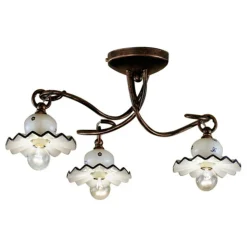 Plafoniera a 3 o 4 Luci in Ceramica Artigianale Decorata a Mano - Roma