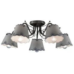 Plafoniera a 3 o 5 Luci in Ceramica Effetto Ricamo Dipinta a Mano - Ravenna