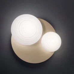 Plafoniera Applique in Vetro Soffiato con Struttura in Metallo - Rondine