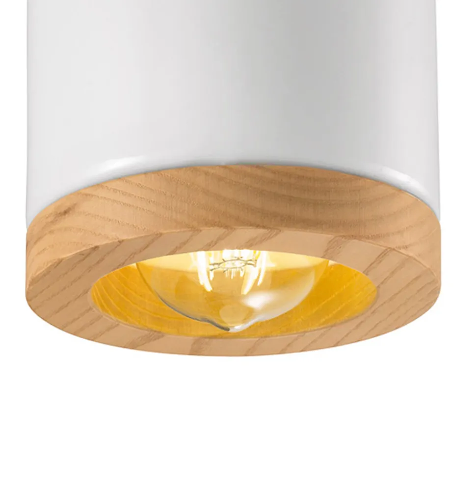Plafoniera Artigianale in Legno e Ceramica Design Stile Nordico - Nateca