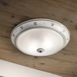 Plafoniera da soffitto tonda in ceramica decorata Ferroluce