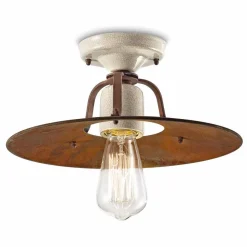 Plafoniera da soffitto vintage in ceramica e metallo Elaine Ferroluce