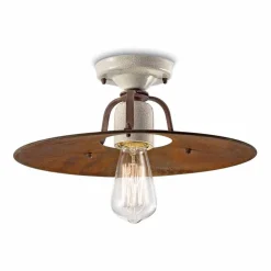 Plafoniera da soffitto vintage in ceramica e metallo Elaine Ferroluce
