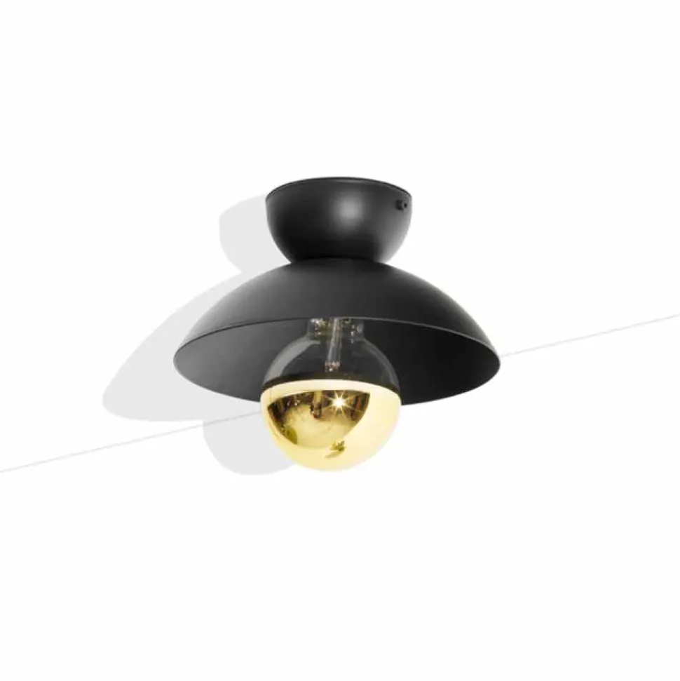 Plafoniera Design in Metallo con Dettaglio in Finitura Oro Made in Italy - Valta