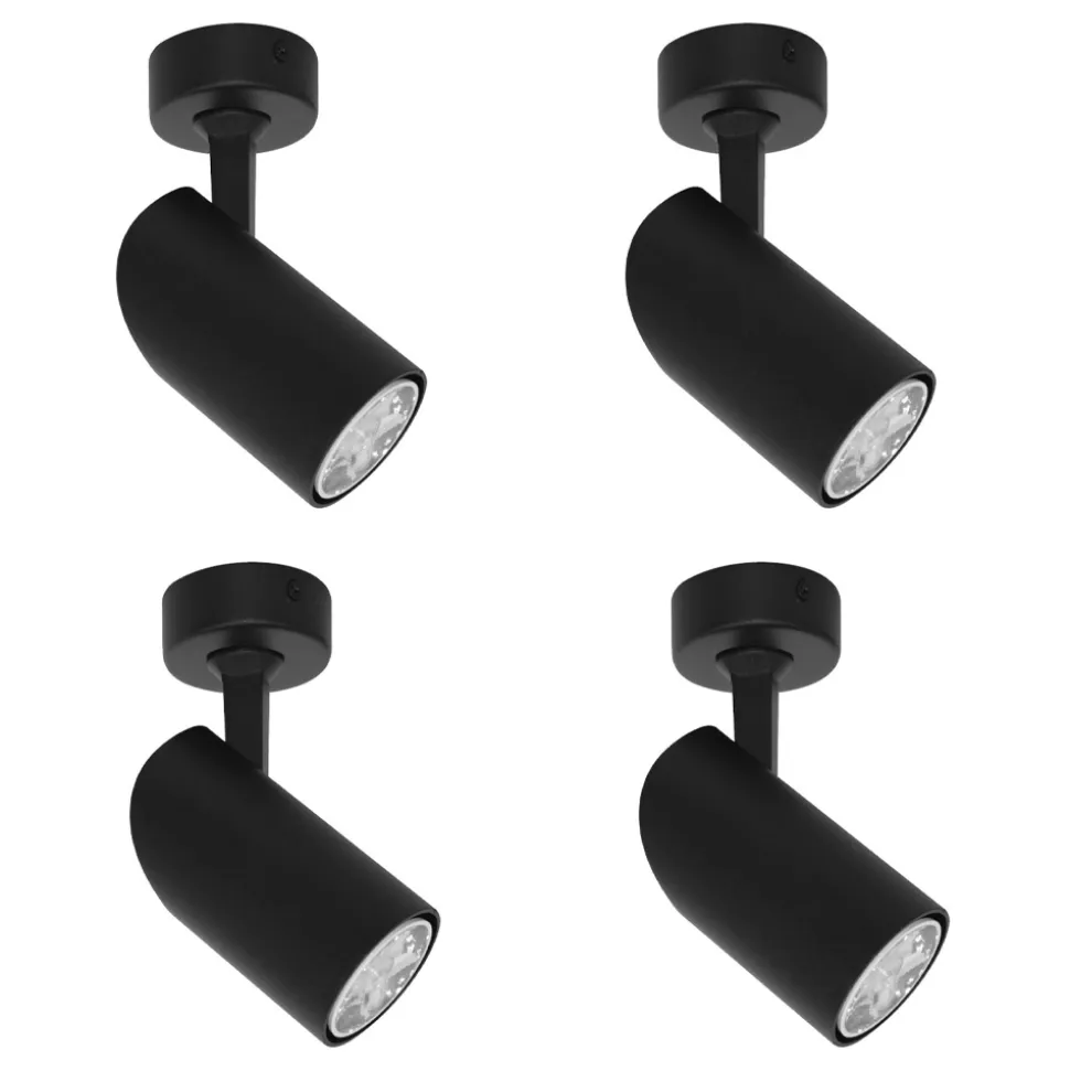 Plafoniera Faretto Orientabile in Alluminio Bianco o Nero 4 Pezzi - Lazzaro
