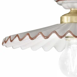 Plafoniera in Ceramica Lucida Plissettata e Bordo Dipinto a Mano - Laquila