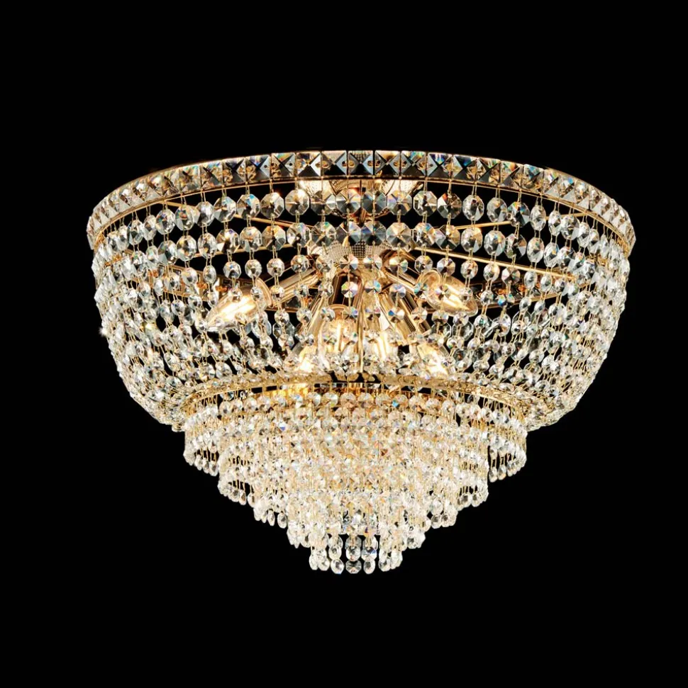 Plafoniera in Ferro Dorato con Strass Made in Italy - Baviera