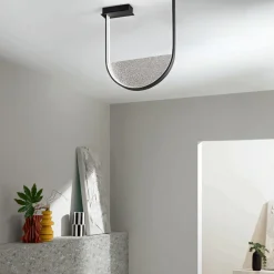 Plafoniera in Metallo Verniciato e Inserto Amovibile in Vetro Granigliato - Catalpa