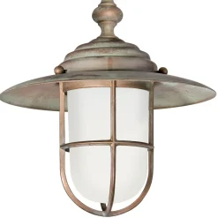 Plafoniera in Ottone Vintage da Esterno, Vetro Opale IP44 - Elfico