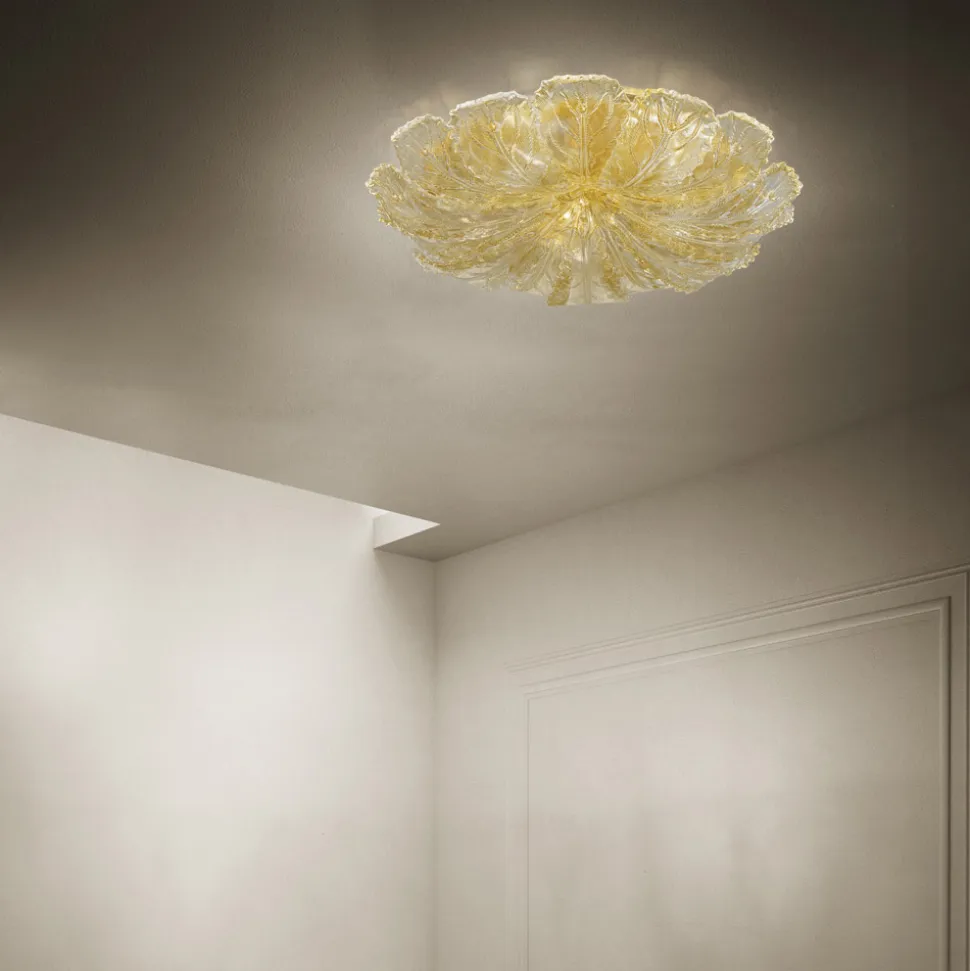 Plafoniera in Vetro Veneziano e Metallo Fatta a Mano in Italia - Artemide