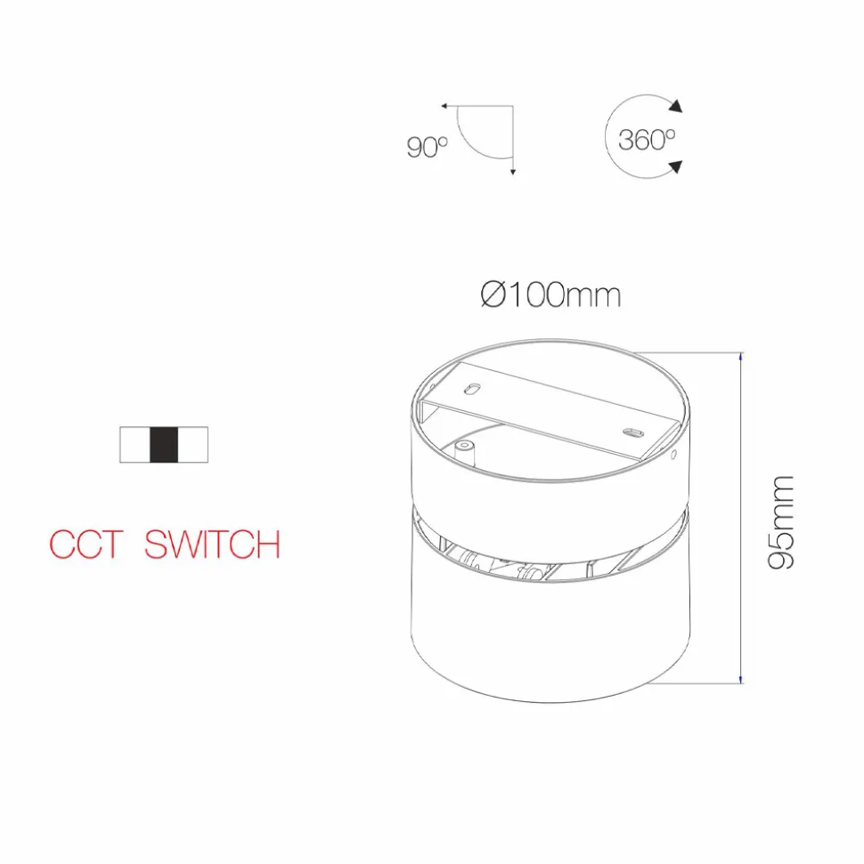 Plafoniera o Applique Faretto Led 14W in Alluminio Bianco o Nero - China