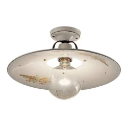 Plafoniera rotonda a soffitto in ceramica decorata Ferroluce