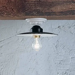 Plafoniera tonda a soffitto rustica in ceramica Ferroluce Potenza