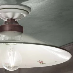 Plafoniera Vintage in Ceramica e Ferro Fatta a Mano in 3 Misure - Asti