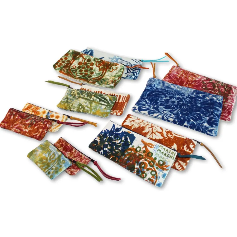 Pochette Artistica Stampata a Mano Pezzo Unico in Cotone, 2 Pezzi