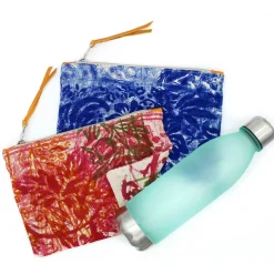 Pochette Artistica Stampata a Mano Pezzo Unico in Cotone, 2 Pezzi