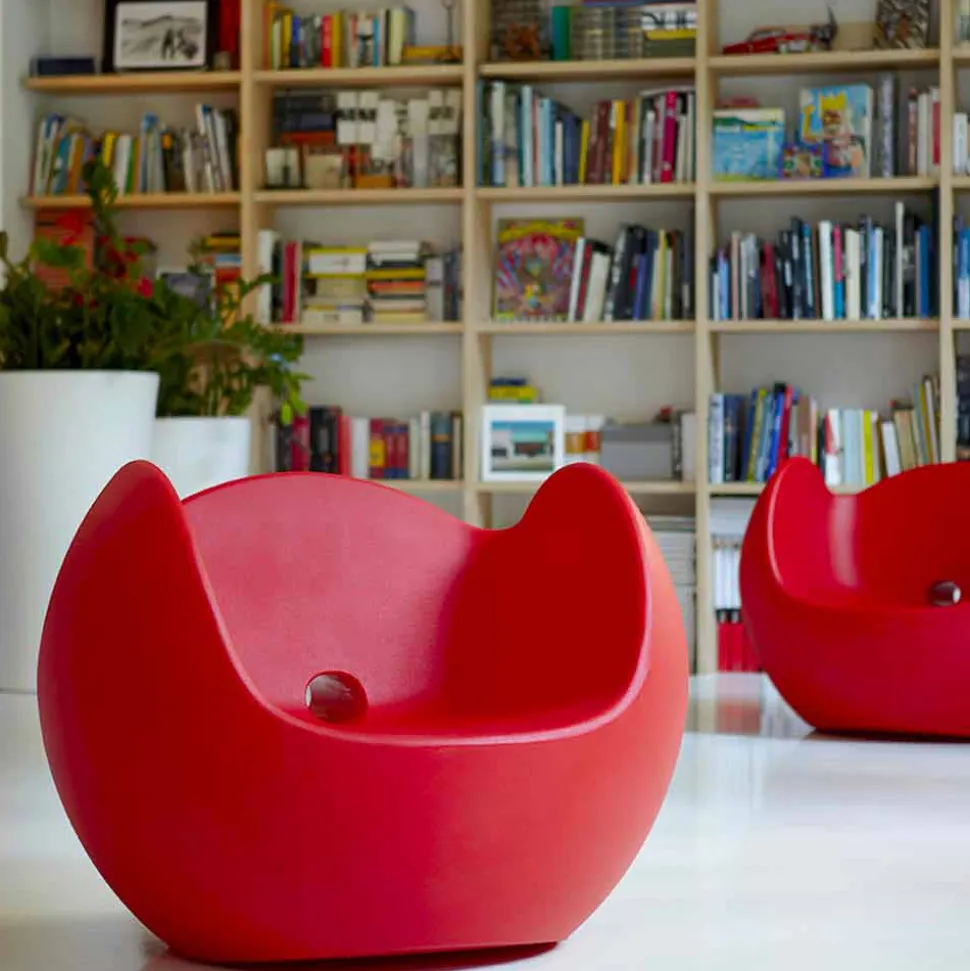 Poltrona a dondolo da giardino/interno di design Slide Blos,made Italy