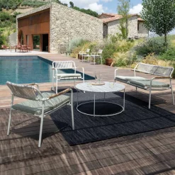 Poltrona Bassa da Giardino in Alluminio e Schienale in Corda - Risplendente