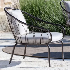 Poltrona Bassa da Giardino in Metallo e Cuscino Made in Italy - Fontana