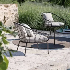 Poltrona Bassa da Giardino in Metallo e Cuscino Made in Italy - Fontana