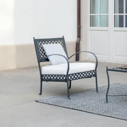 Poltrona Bassa da Giardino in Acciaio Zincato con Braccioli Made in Italy - Selvaggia