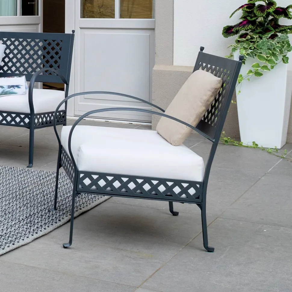 Poltrona Bassa da Giardino in Acciaio Zincato con Braccioli Made in Italy - Selvaggia
