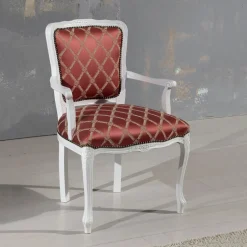 Poltrona con Braccioli e Struttura in Legno Laccato Bianco Made in Italy - Gatto