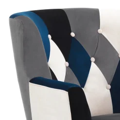 Poltrona con Pouf in Tessuto Patchwork - Bromo