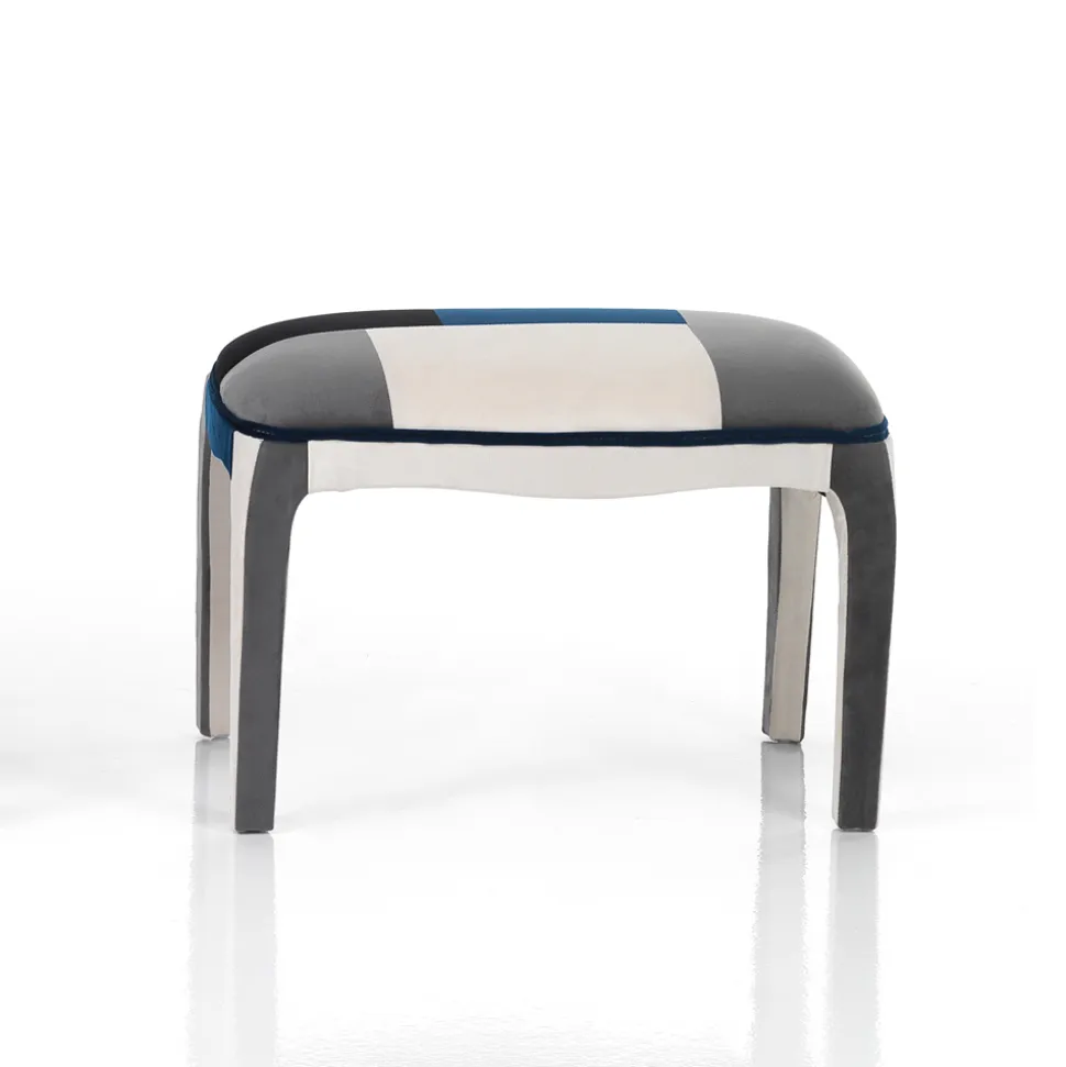 Poltrona con Pouf in Tessuto Patchwork - Bromo