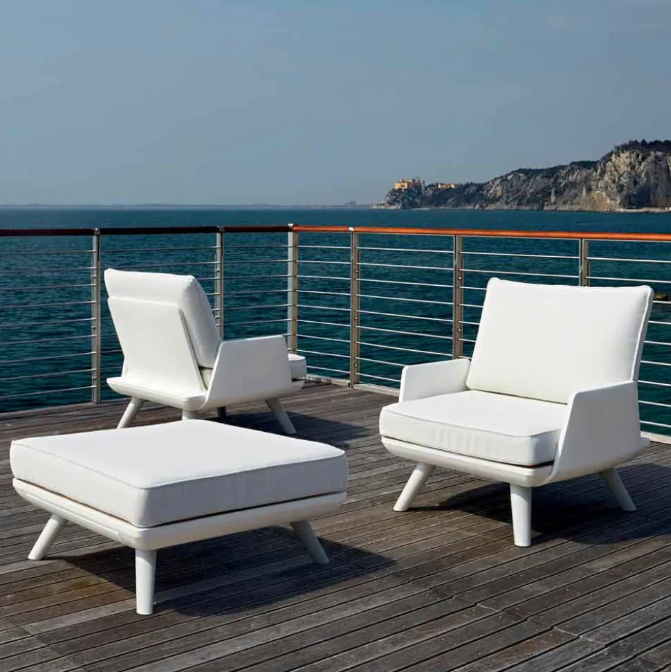 Poltrona da Esterno Imbottita di Design Bianco e Moderno - Samurai by Myyour