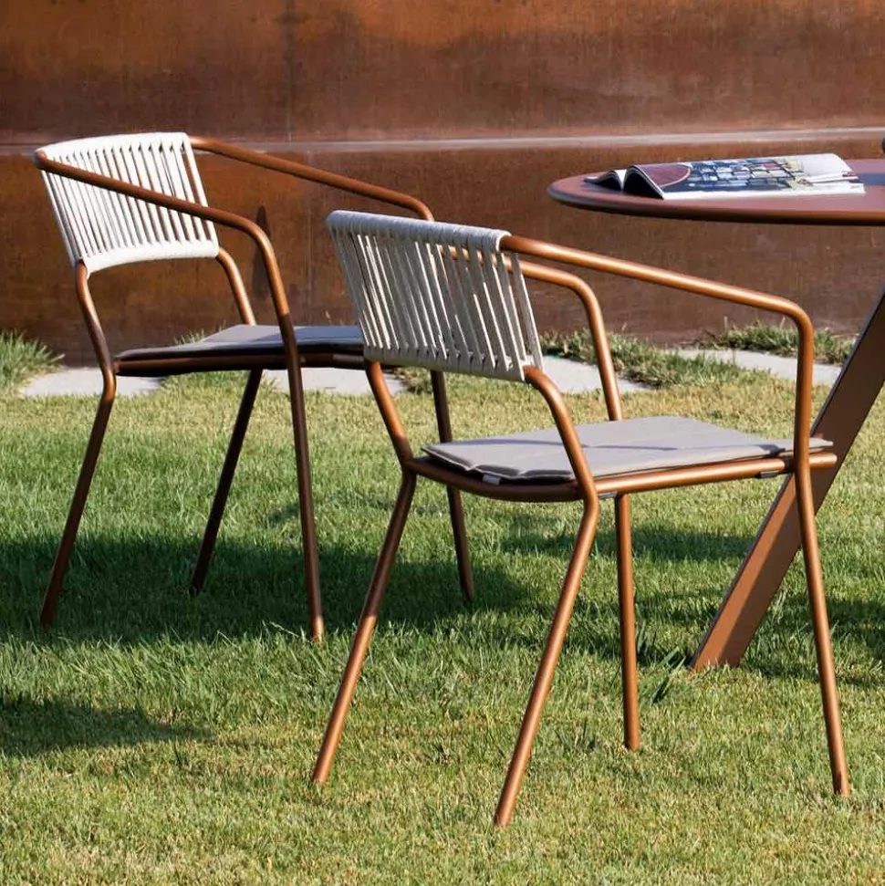 Poltrona da Esterno in Acciaio Zincato Impilabile Made in Italy 2 Pezzi - Vesna